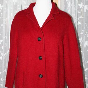 Lord & Taylor VTG Button Down Women Sweater SZ 1X Dark Red Boiled Wool Button D